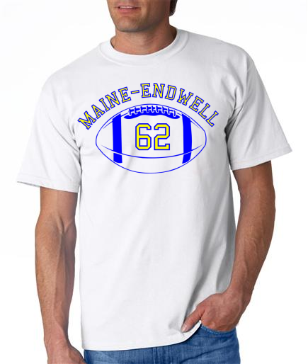 Maine Endwell Football on white short sleeve shirt